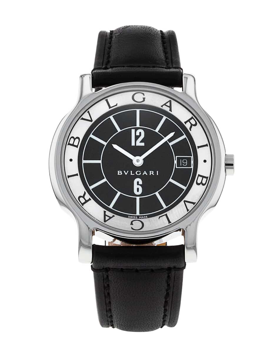 Bvlgari Solotempo ST35S White Baton Dial Leather Strap